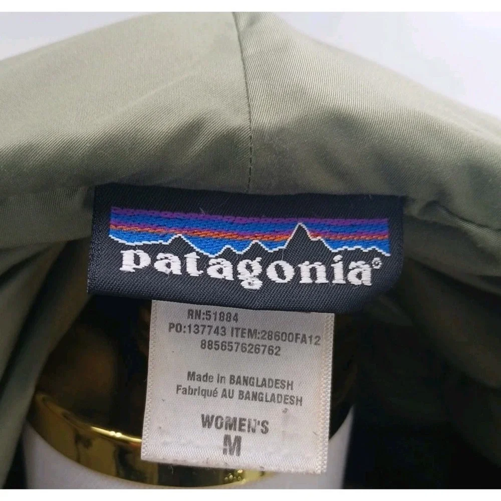Vntg Y2K Patagonia Green Goose Down Puffer Coat Jacket Hooded Women's Zip Up Med
